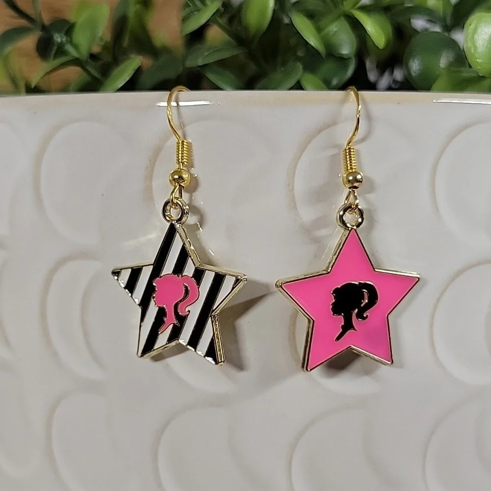 Barbie Charm Drop Earrings, 925 wires